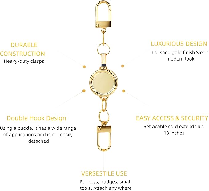 4 PCS Retractable Keychain,Key Chain Ring Badge Holder, Stretchable Hanging Lanyard with Carabiner Hook