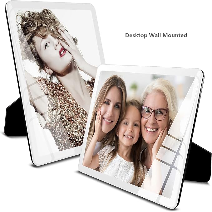 Bluesun 5x7 picture frame white,Vertical & Horizontal Wall & Tabletop | 5×7 White Photo Frame with Tempered Glass & Rounded Corners, Ideal for Kids & Family, Living Room Bedroom Hallway Office