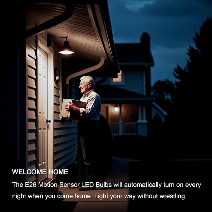 Motion Sensor Light Bulbs, 5500K Daylight Motion Activated Dusk to Dawn Security Light Bulb, 15W(100W Equivalent) E26 PAR38 Security LED Bulb Outdoor/Indoor, 3 Pack