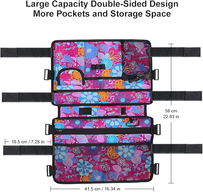 Walker Bag for Seniors-supregear Folding Walker Accessories Bag (Double Sided), Walker Basket Caddy Large Capacity Waterproof Tote with 9 Pockets and Cup Holder