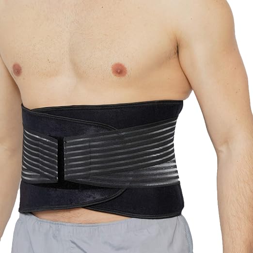 NeoTech Care Neoprene Back Brace for Men or Women - Adjustable & Breathable Lumbar Support Belt for Lower Back Pain (Black, Size XL)
