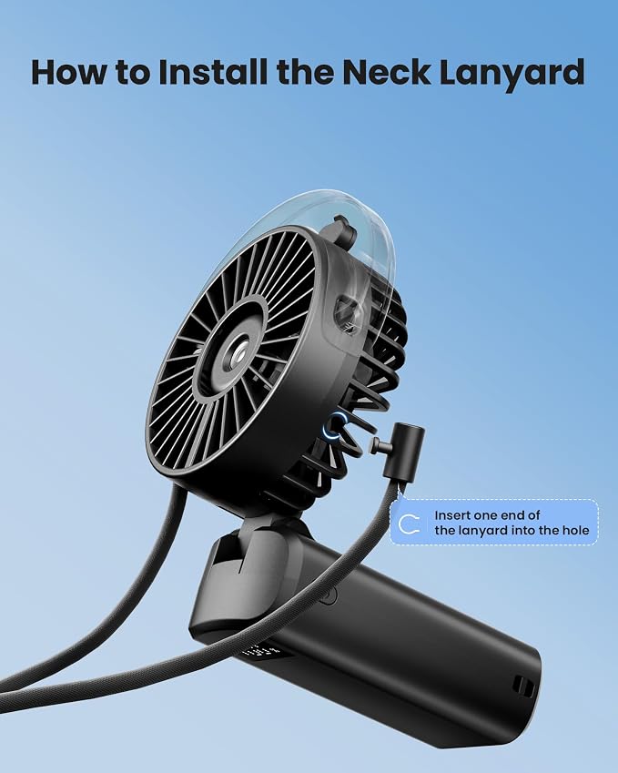 Gaiatop Portable Misting Fan, Rechargeable Handheld Fan with Water Spray | Water Mist Spray, Foldable Design, 3 Speeds, LED Display, USB Rechargeable Fan for Travel, Concerts and Outdoor Use