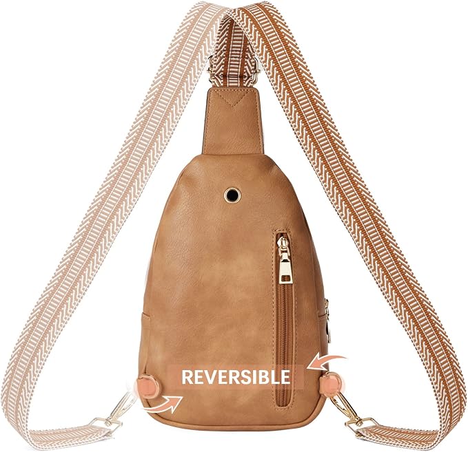 BOSTANTEN Sling Bag for Women Leather Crossbody Bags Fanny Pack Chest Bag for Travel | Adjustable Wide Strap, Small, Anti Theft, Lightweight, Multi Pockets and Carrying Way, Card Slot, Cute Trendy for Everyday