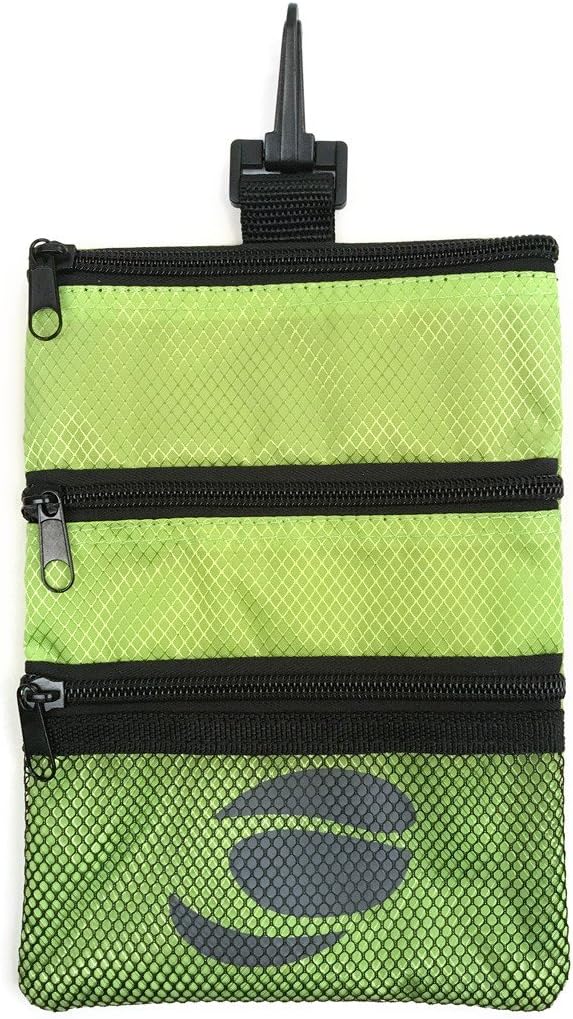 Orlimar Detachable Golf Accessory Pouch, 3 Zippered Pockets for Valuables and Golf Accessories, Clips to Your Golf Bag for Extra Storage and Easy Access.