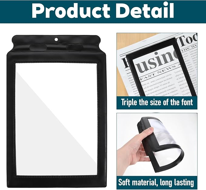 3 X Full Page Magnifier for Reading, Plastic Magnifying Sheet | Lightweight Portable Magnifying Page Fresnel Sheet for Elderly and People with Low Vision Reading(12×7.6 in)