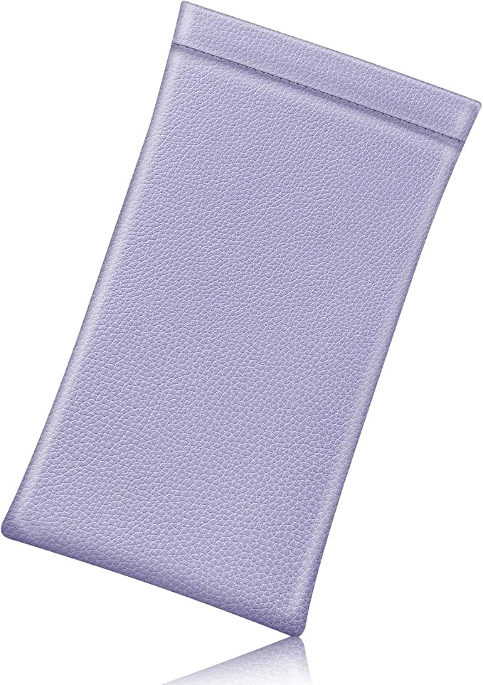 FINTIE Soft Eyeglasses Case with Cleaning Cloth, Portable Squeeze Top Vegan Leather Glasses Pouch, Sunglasses Eyewear Bag