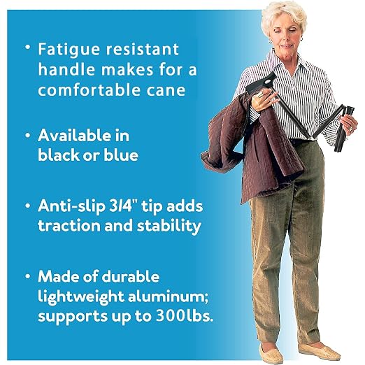 ProBasics Black Folding Cane For Men and Women, Adjustable Foldable Walking Cane with Comfortable Handle - Lightweight, Durable and Portable Walking Aid for Elderly, Disabled, and Mobility Impaired