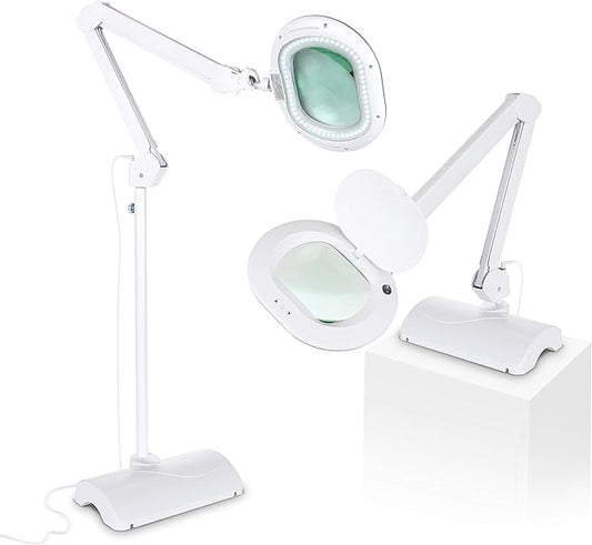 Brightech LightView Pro 2 in 1 Magnifying Floor Lamp & Table Lamp - Hands Free Magnifier with Bright LED Light for Reading - Work Light with Flexible Gooseneck - Standing Mag Lamp