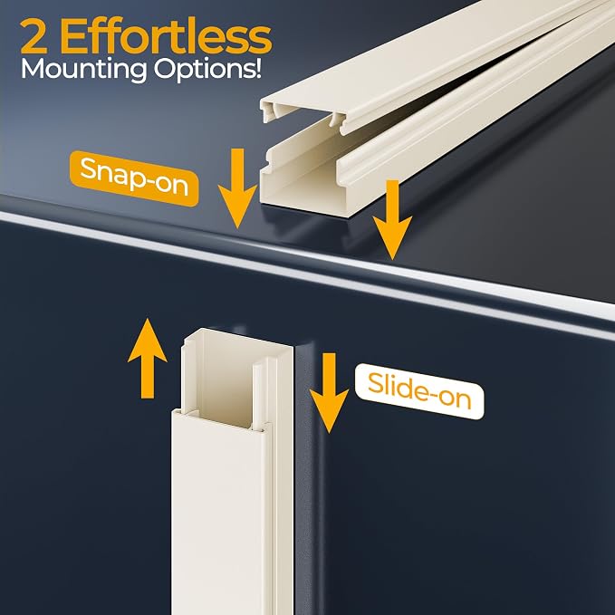 Cord Hider Kit, 113.4in Cord Covers for 2-4 Wires on Wall, Self-Adhesive Cable Hider Wire Covers for Cords on Wall, Paintable Cable Cover Raceway, Cord Hider for Walls Mount Tv, W0.95 H0.55in, Beige