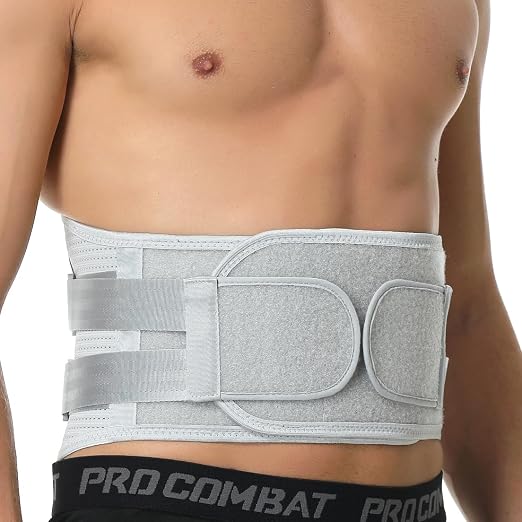 NeoTech Care Back Belt Support for Men or Women - Breathable & Adjustable Lower Back Brace - Double Pull Compression Straps (Gray, Size S)