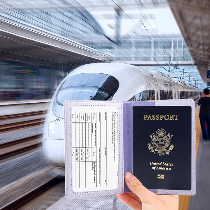 Passport Holder, Passport Holder Women, Passport Covers Travel Must Haves, Travel Passport Wallet for Men, 1 Pack Passport Case Passport Protector for Travel Airport Essentials, Light Purple