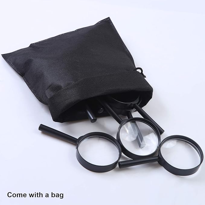 Elcoho 15 Pack Handheld Magnifier Plastic Magnifying Glass for Reading Jewelry Home Office Desk Accessories with Storage Bag
