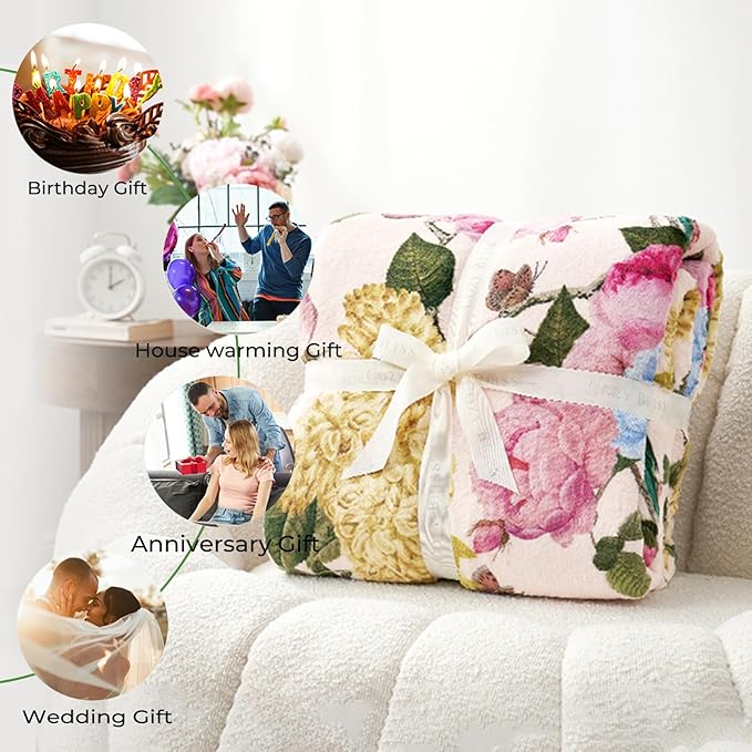 Parisian Bicycle Blanket Gifts for Kids Girls Women,Scooter and Eiffel Tower Throw Blankets,Soft Comfy Lightweight for Room Couch Bed Modern Stylish Decor,Travel Lover 60x50in