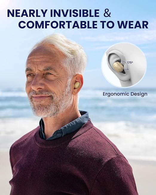 Hearing Aids for Seniors - Hearing Aid Rechargeable for Hearing Loss with Intelligent Noise Reduction,Invisible Audien Hearing Amplifier with Volume Control and Portable Charging Case
