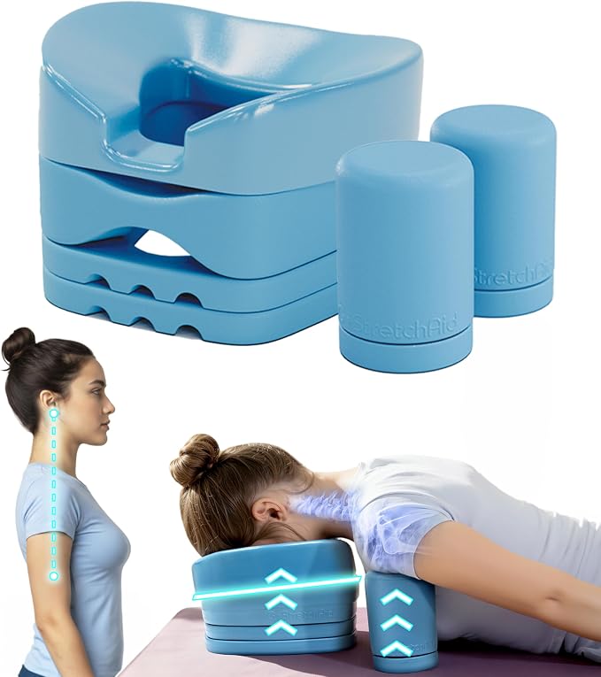 G.StretchAid Face-Down Posture Corrector for Tech Neck & Rounded Shoulders | 5-in-1 Face-Down Reset, Guided Chin-Tuck Positioning, 4-Level Cervical & Shoulder Support, Neck Stretcher, Travel Case