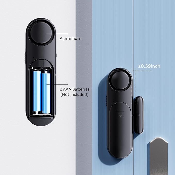 Window and Door Alarm When Opened for Kids Safety/Home Security, 2 Pack Sliding Door Sensor Alarms with Remote for Dementia,Burglar Alert for Business/Garage/Apartment Entry,Back/Front/Pool, Black