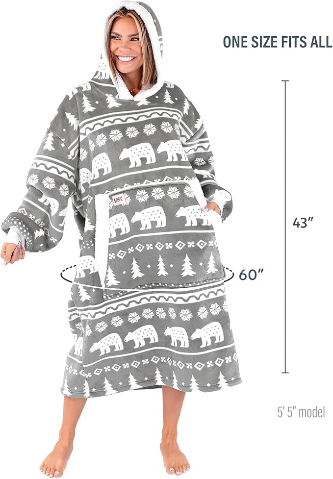 LazyOne Oversized Blanket Hoodie, Oversized Hoodies for Women and Men, One Size Fits All Wearable Blankets