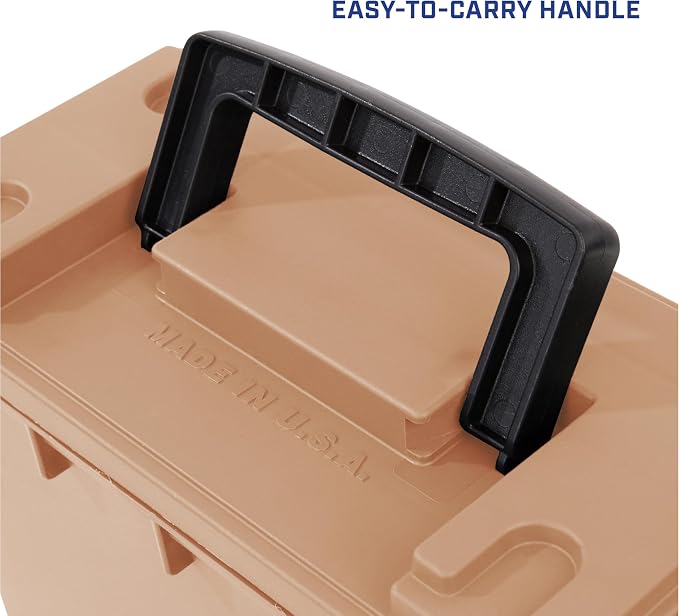 Sheffield Ammo Box Made in USA, Stackable Lockable Ammo Storage Box, Tan | Lockable Storage Box, Water and Dust Resistant Dry Box, Secures Hunting Gear, Gun Accessories, Supplies, and Bullets