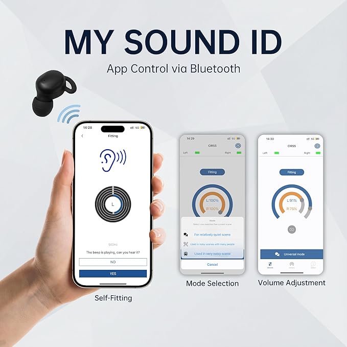 Hearing Aids for Seniors, Hearing Amplifiers with App Control, Rechargeable Hearing Aids for Adults, 16 Channel, Noise Reduction, OTC Hearing Aids for Mild to Moderate Hearing Loss