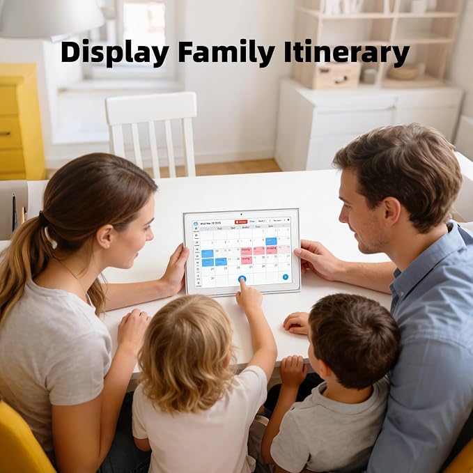 12.3 Inch Digital Calendar, 1920x1280 IPS Digital Picture Frame, 32GB Touch Screen Wall & Desk Digital Planner for Schedule, Photo Display, Meals, Chore Chart & Tasks