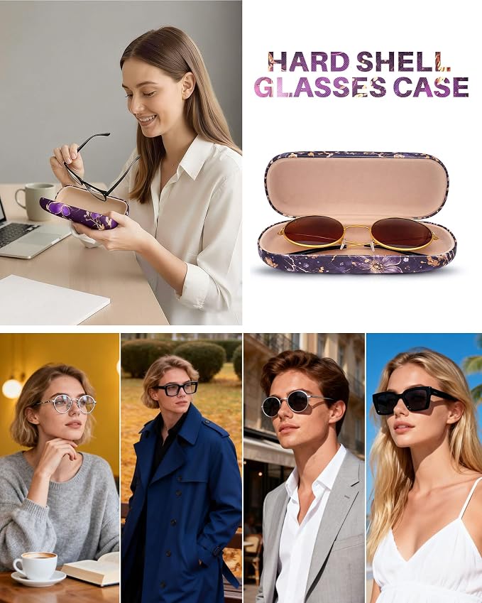 3pack eyeglass case hard shell，glasses case hard shell，eye glass cases womens hard shell，reading glasses case