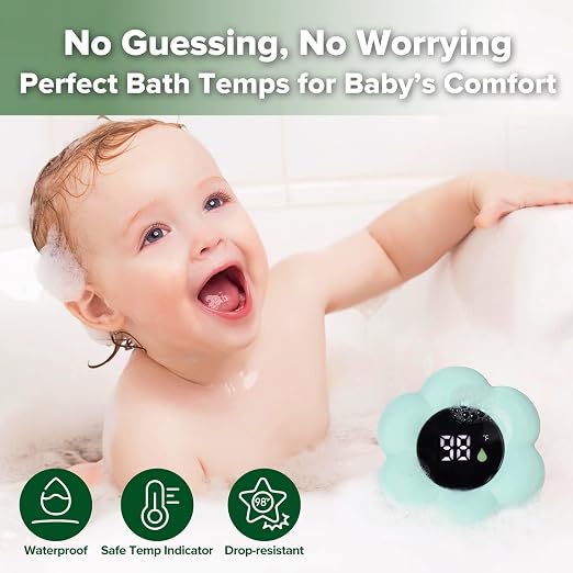 Haakaa Silicone Baby Bath Thermometer – Water Temperature Thermometer for Baby Safety, Floating Infant Bath tub Temp Thermometer for Newborns & Toddlers- Flower