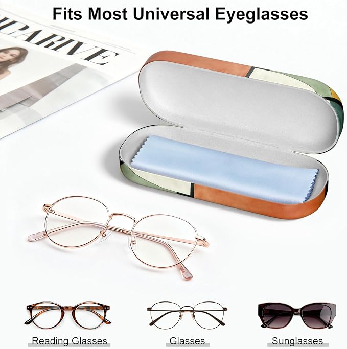 Hard Shell Leather Sunglasses Case,Classic Fashionable Cute Large Glasses Case for Women Men,Sunglass Eyeglasses