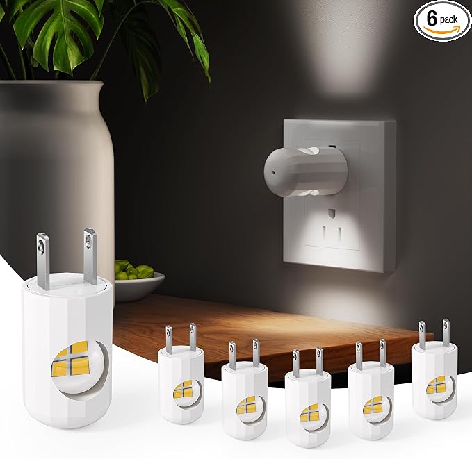 GEPLAD LED Night Light Plug-in Wall Outlet Light, 5000K Daylight,Ambient Lighting,Nightlight for Bedroom, Bathroom, Nursery, Hallway, Kitchen 6 Pack