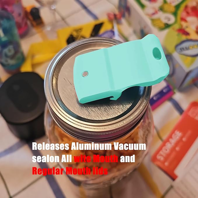 Mason Jar Opener and Canning Tool, Compatible with Mason Jar Lids, Releases Vacuum Seal on Wide Mouth and Regular Mouth, Magnetic Lid Lifter for Canning, Pickling (mint green)