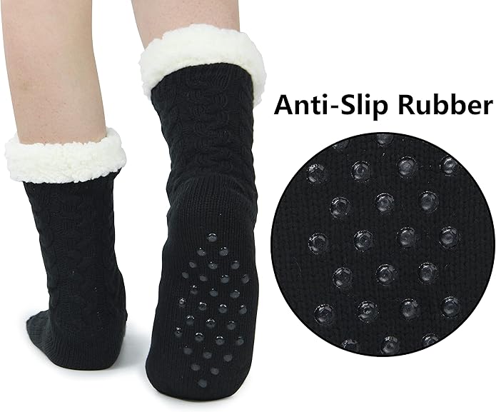 BenSorts Women Winter Thick Slipper Socks with Grippers Non Slip Warm Fuzzy Socks Christmas Gifts