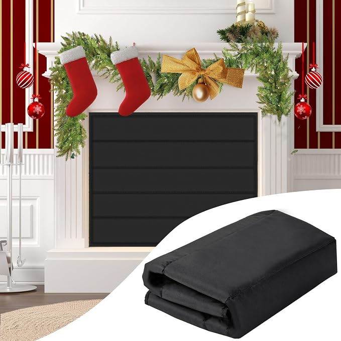Fireplace Cover, Magnetic Fireplace Blocker Blanket Stops Heat Loss, Indoor Fireplace Draft Stopper Save Energy, Magnetic Fireplace Draft Cover for Iron Fireplace Frame (39"x36")
