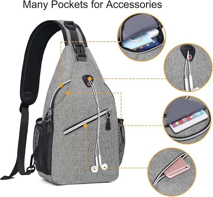 MOSISO Small Sling Bag for Men, Crossbody Shoulder Chest Daypack Bag | Sling Backpack for Casual Travel Hiking