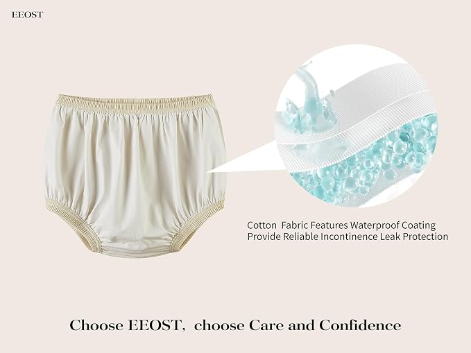 Big Kids Diaper Cover for Incontinence Noiseless Waterproof Bed Wetting Underwear Plastic Pants Over Diapers(Beige, XXS)