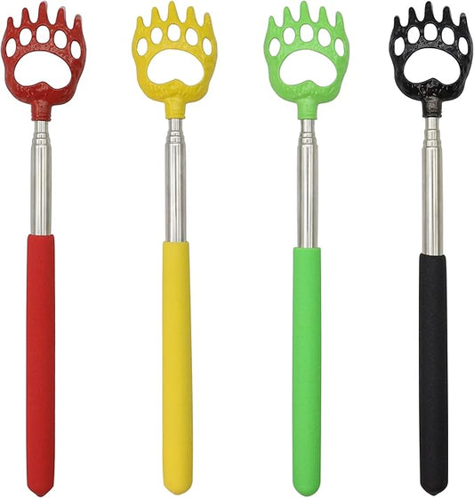 zdyCGTime (4Pack Bear Claw Back Scraper,Portable Retractable Back Scraper,Metal Retractable Back Scraper,Back Scraper with Rubber Handle can Eliminate Back Itching.(Black,Red,Yellow,Green) 4Pack