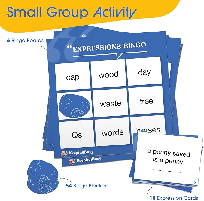 Keeping Busy Expressions Bingo Dementia Activities for Seniors | Alzheimer Products for Elderly Patients | Fun Memory Game Toy & Cognitive Brain Puzzle for Senior Citizens w/Memory Loss or Alzheimers