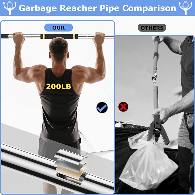 Grabber Reacher Tool Heavy Duty,52.5in Reacher Grabber Pickup Tool Extra Long No Need Bend Trash Picker Upper Grabber Stainless Steels Tube with Sponge Handle for Seaside Garden and Yard