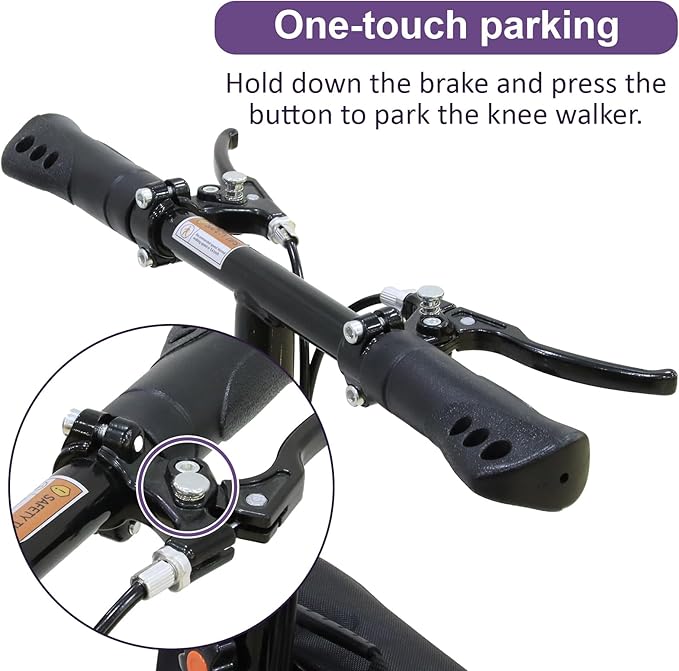Steerable Knee Walker Deluxe Medical Scooter for Foot Injuries Compact Crutches, with Dual Rear on-Wheel Brake and Shock Absorption Under The Knee pad