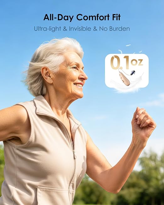Karthus OTC Hearing Aids for Seniors, Rechargeable Behind-Ear Hearing Aids for Mild to Moderate Hearing Loss, Clear Conversations, No App, Easy One-Button Control, 100H Battery, Matt Black