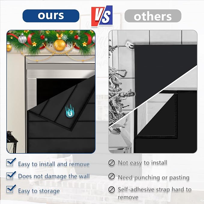 Fireplace Cover, Magnetic Fireplace Blocker Blanket Stops Heat Loss, Indoor Fireplace Draft Stopper Save Energy, Magnetic Fireplace Draft Cover for Iron Fireplace Frame (36"x27")