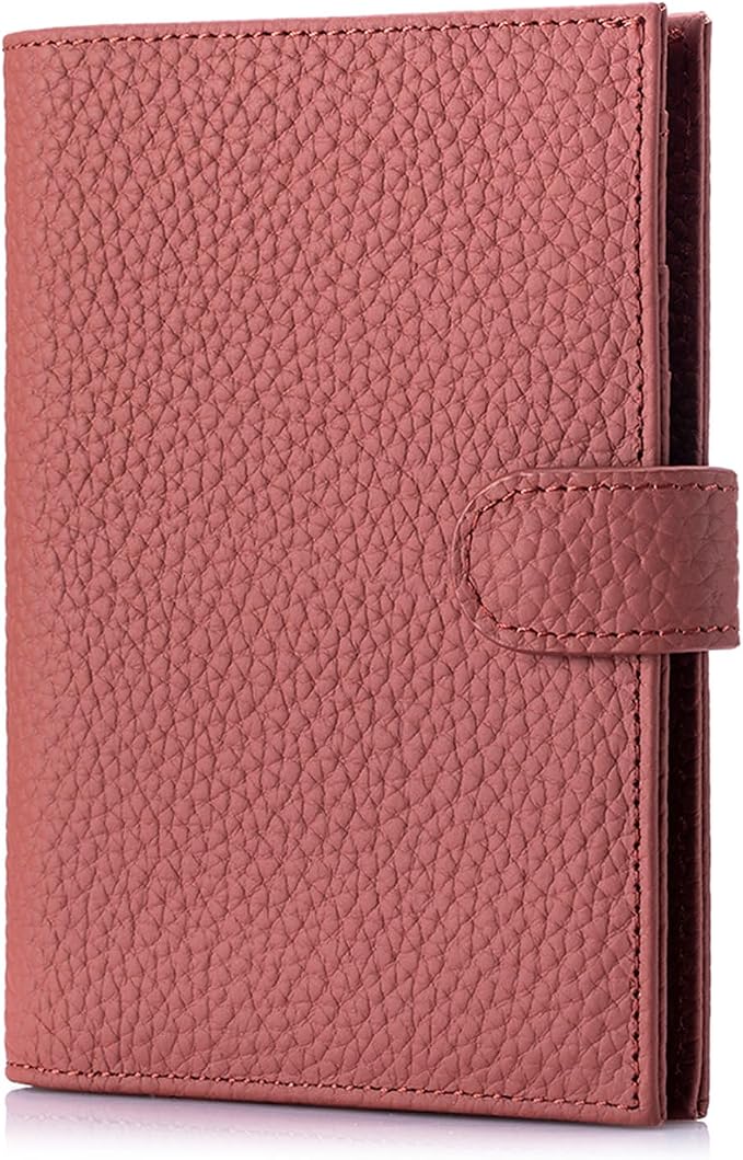 Karmiir RFID Passport Holder Travel Wallet for Women, Leather Passport Cover Wallet with Card Holders SIM Slots,Zippered Coins Pocket and Cash Slot Slim Compact Travel Wallet (Brick Red)