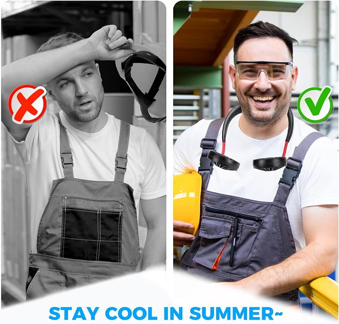 Portable Neck Fan Rechargeable Personal HandFree Fan Mini USB Wearable Neckband Sport Fan 3 Speed Adjustable 360 Degrees Rotation Perfect for Working Traveling Office Reading (2 Pack：Red Black+White)