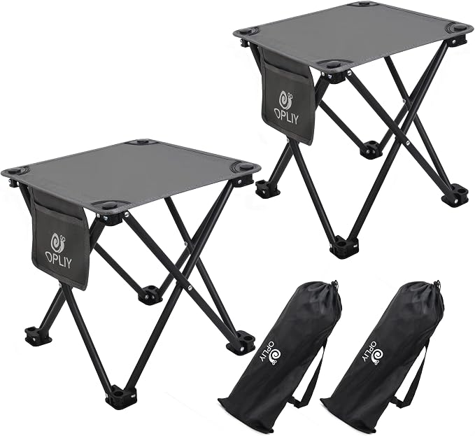 Camping Stool 2 Pack,13.5 Inch Portable Folding Stool for Outdoor Gardening and Beach Hiking Fishing,Foot Stool with Carry Bag (Gray)