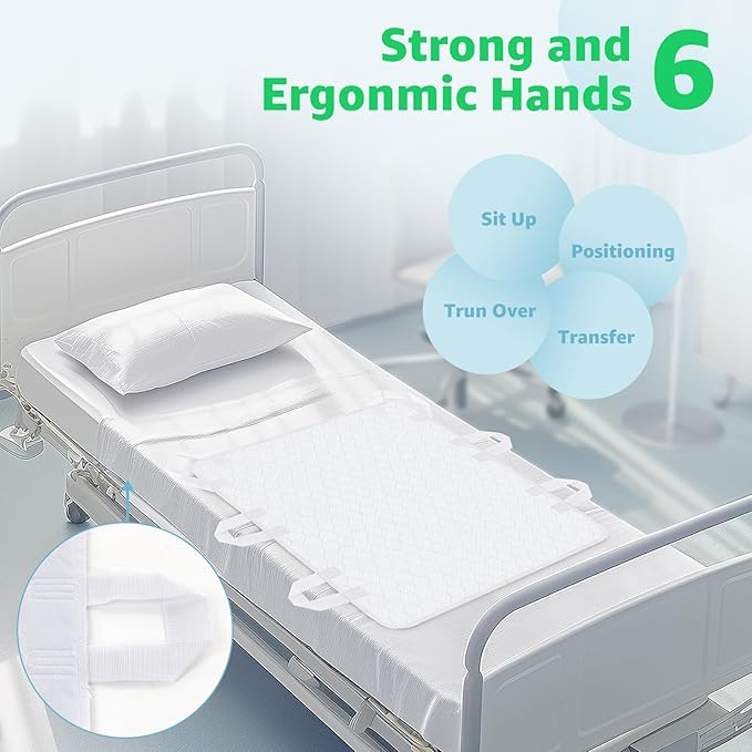 Incontinence Bed Pads Whasbable: 2Packs Waterproof Bed Pads for Elderly with 6 Handles, Reusable Bed Underpads, Positioning Bed Pads for Incontinence Adult, Bedwet,Kids,Bedridden,Hospitals, 34x36 Inch