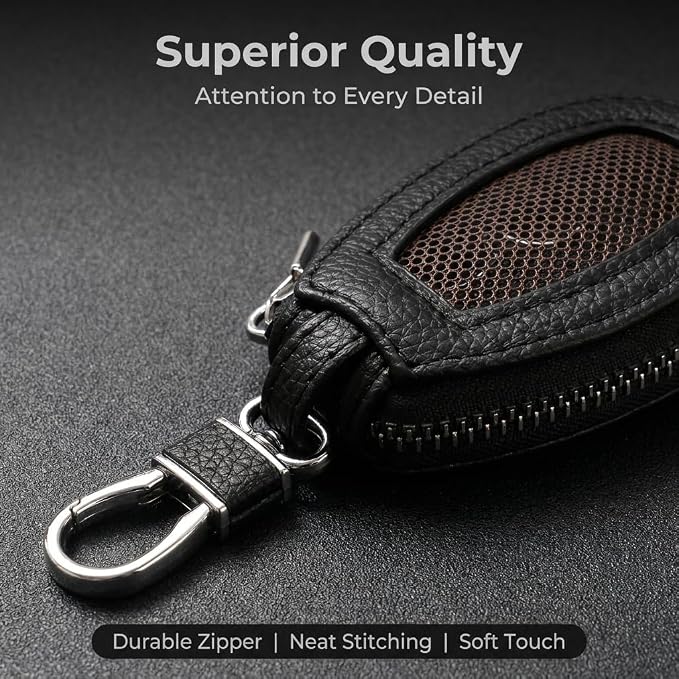 1PC Car Key Fob Case, Leather Car Key Holder for Purse, Automotive Smart Key fob Holder with Hook, for Remote Key Fob