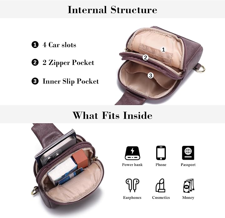 Lightweight Small Crossbody Sling Bag for Women | Mini Travel Purse,Multi-pocket with Card Slots,Durable Vegan Leather,Everyday Carry