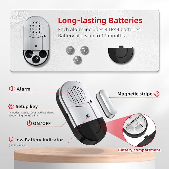 Sanjie Door Alarms When Opened,Door Window Alarm Sensors for Kids Safety/Home Security/Pool/Garage/Dementia/Toddler/Travel Security,Easy to Install,Volume Control/Loud Alert,Long Battery Life,8 Pack