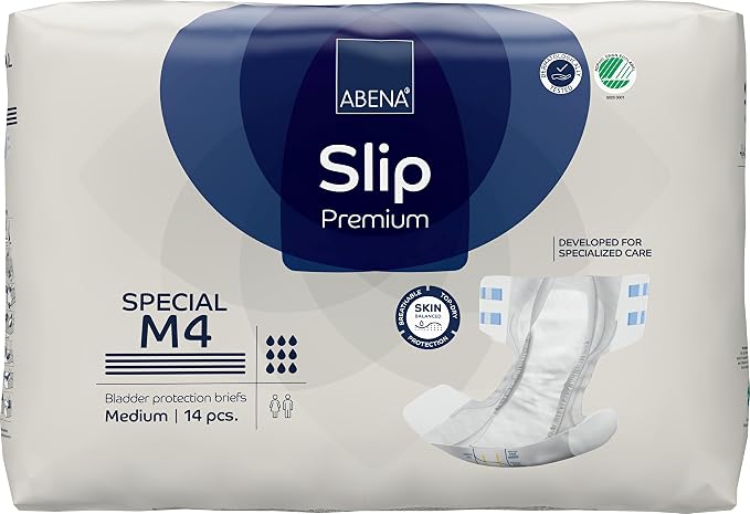 Abena Classic Design Adult Diapers, Slip Special Premium Incontinence Briefs, Heavy Absorbency, Level 4, Medium, 56 Count