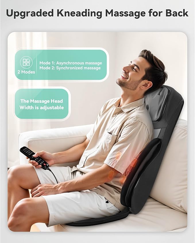 Snailax Full Body Massage Chair Pad, Neck Back Massager with Heat, Customizable 4D Shiatsu,Spot,Rolling,Vibration, Lumbar & Hip Compress Massage Seat for Home Office, Gifts for Dad,Mom