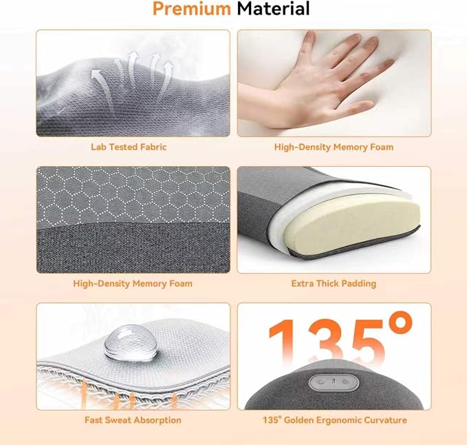 Yunari 2026 Upgraded Cordless Triple Fusion Back Massager, Lumbar Support Pillow with Heat, Vibration and Dual Airbag Stretching, Ideal for Home, Office, Car and Travel(Gray,5.79"/10.91"/7.68")