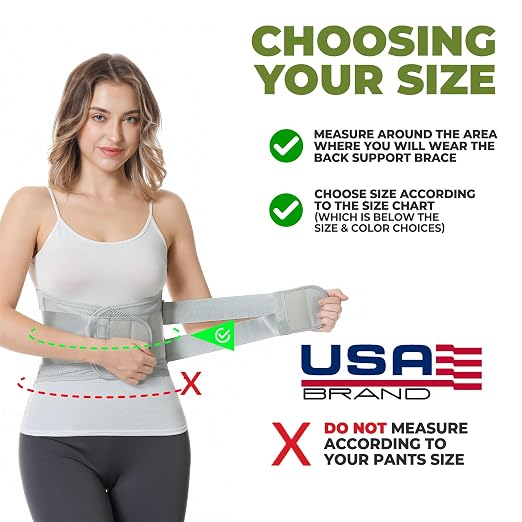 NeoTech Care Lower Back Brace for Women or Men, Lumbar Back Support Belt (Grey, Size XXL)